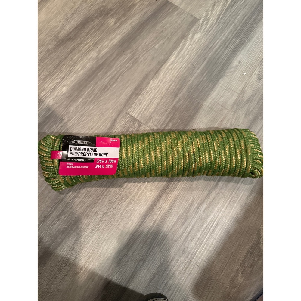 Everbilt Diamond Braid Polypropylene Rope 3/8 in x 100 ft Green Tan 706 036